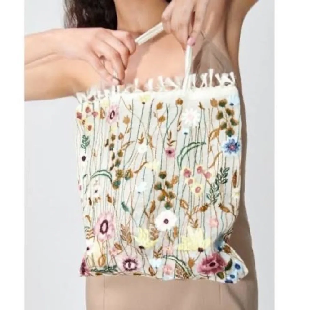 ZARA tulle floral embroidery tote bag - Picture 2 of 4